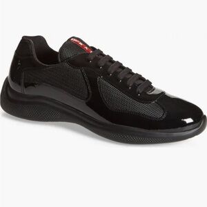 Prada Black Sneakers with Patent Leather Accents Men Size 8! No box!